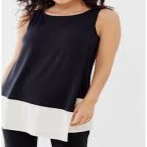 J. Jill Tunic Tank Top Womens Medium Colorblock Soft Knit Asymmetrical Hem